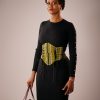Fàári Aso-oke Corset Belt - Olive Green - Front
