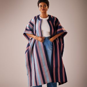 LÉWA Two-Pattern Aso-oke Kimono - Red - Side