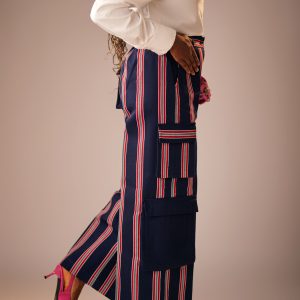 NÁNÁ Aso-oke Cargo Pants - Red - Side