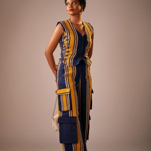 NÁNÁ Aso-oke Cargo Pants - Yellow - Side