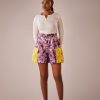 SÉRE Adire Cargo Shorts - Purple + Yellow - Front