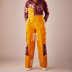TÁNI Adire Cargo Pants - Yellow - Front
