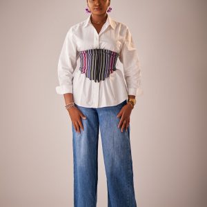 Fàári Aso-oke Corset Belt Special - Lilac - Front