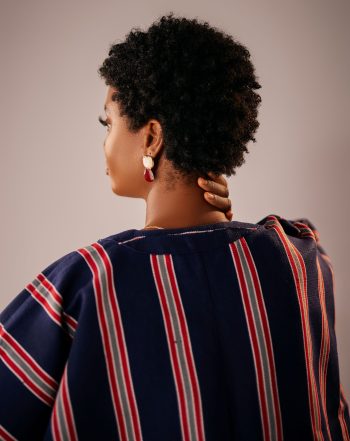 A zoomed in photo of a lady wearing the LEWA Kimono