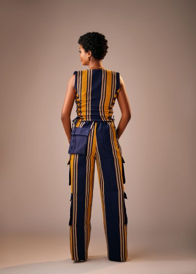NÁNÁ Aso-oke Cargo Pants - Yellow - Back